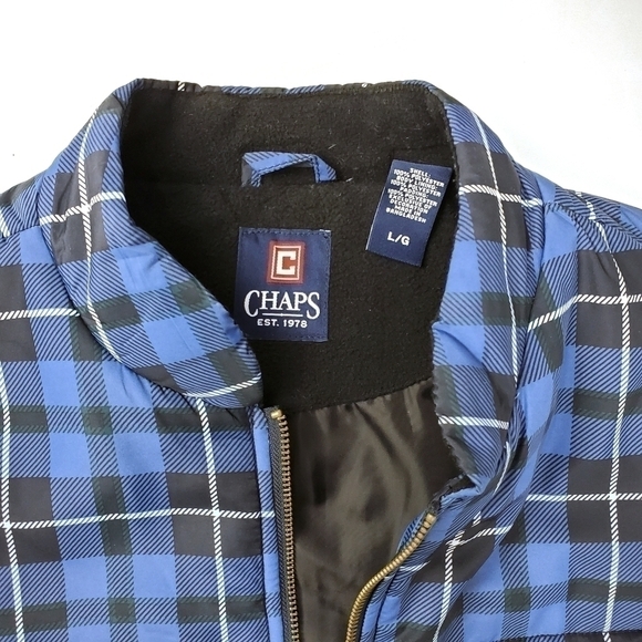 RALPH LAUREN Chaps Men's L Blue Plaid Puffer Vest - Picture 9 of 11